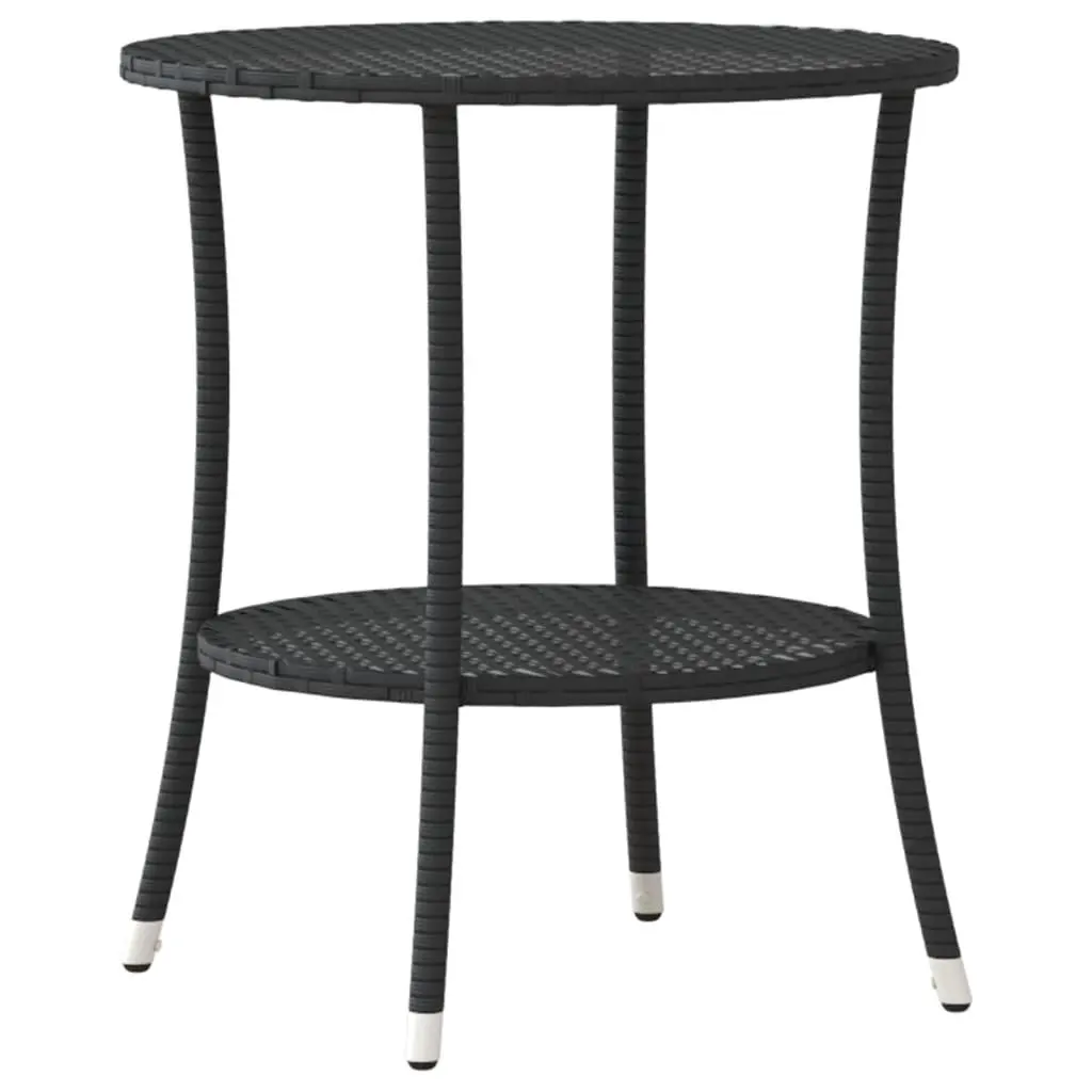 Reclining Garden Chairs Black Poly Rattan 2 Piece Set with Table