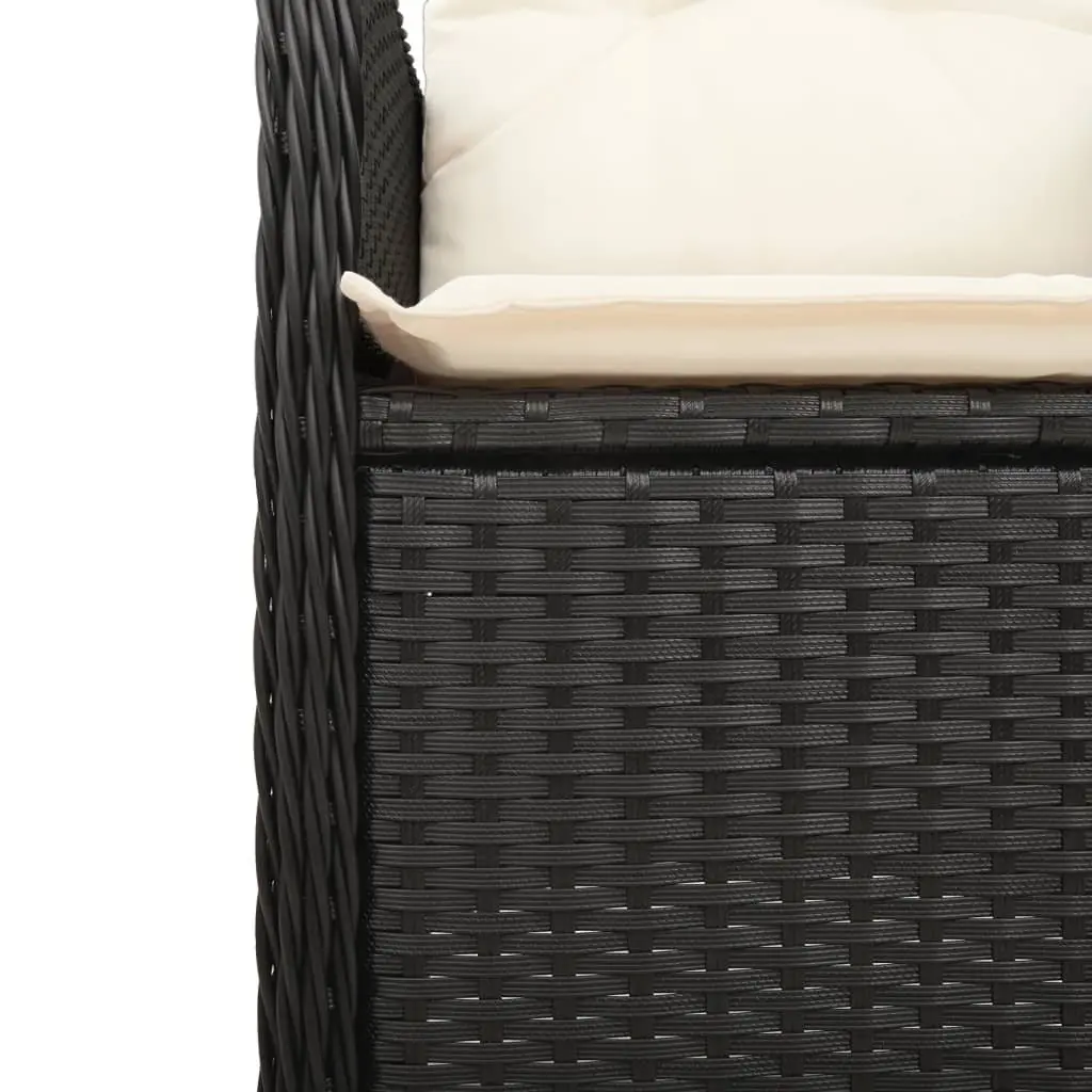 Reclining Garden Chairs Black Poly Rattan 2 Piece Set with Table