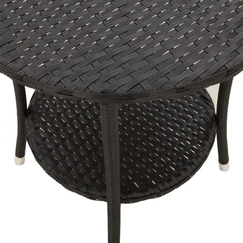 Reclining Garden Chairs Black Poly Rattan 2 Piece Set with Table