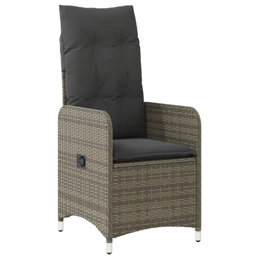 Reclining Garden Chairs Set 2 Piece Adjustable Backrest Grey PE Poly Rattan