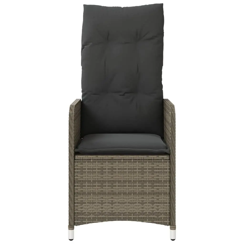 Reclining Garden Chairs Set 2 Piece Adjustable Backrest Grey PE Poly Rattan