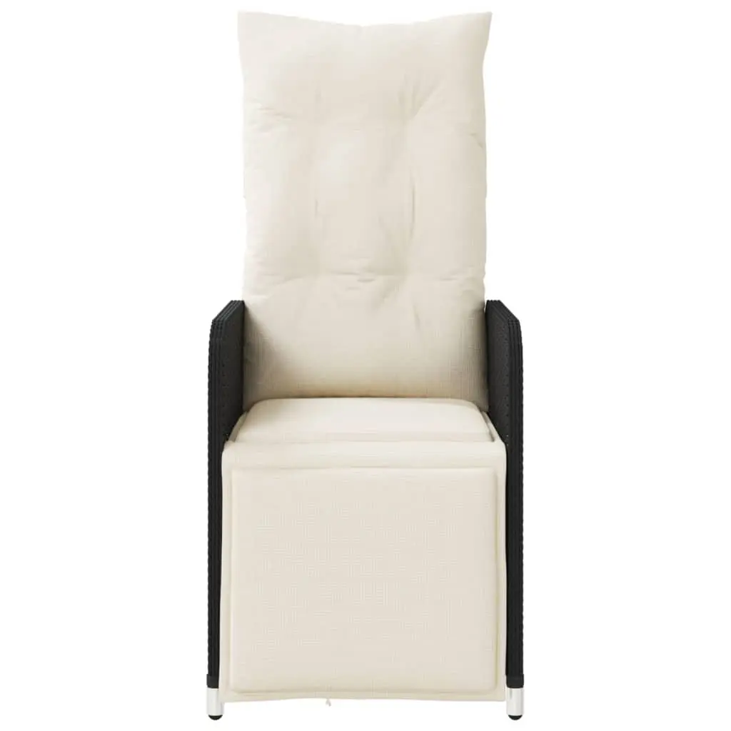 Reclining Outdoor Garden Chair Adjustable Backrest Footrest with Cushions Black