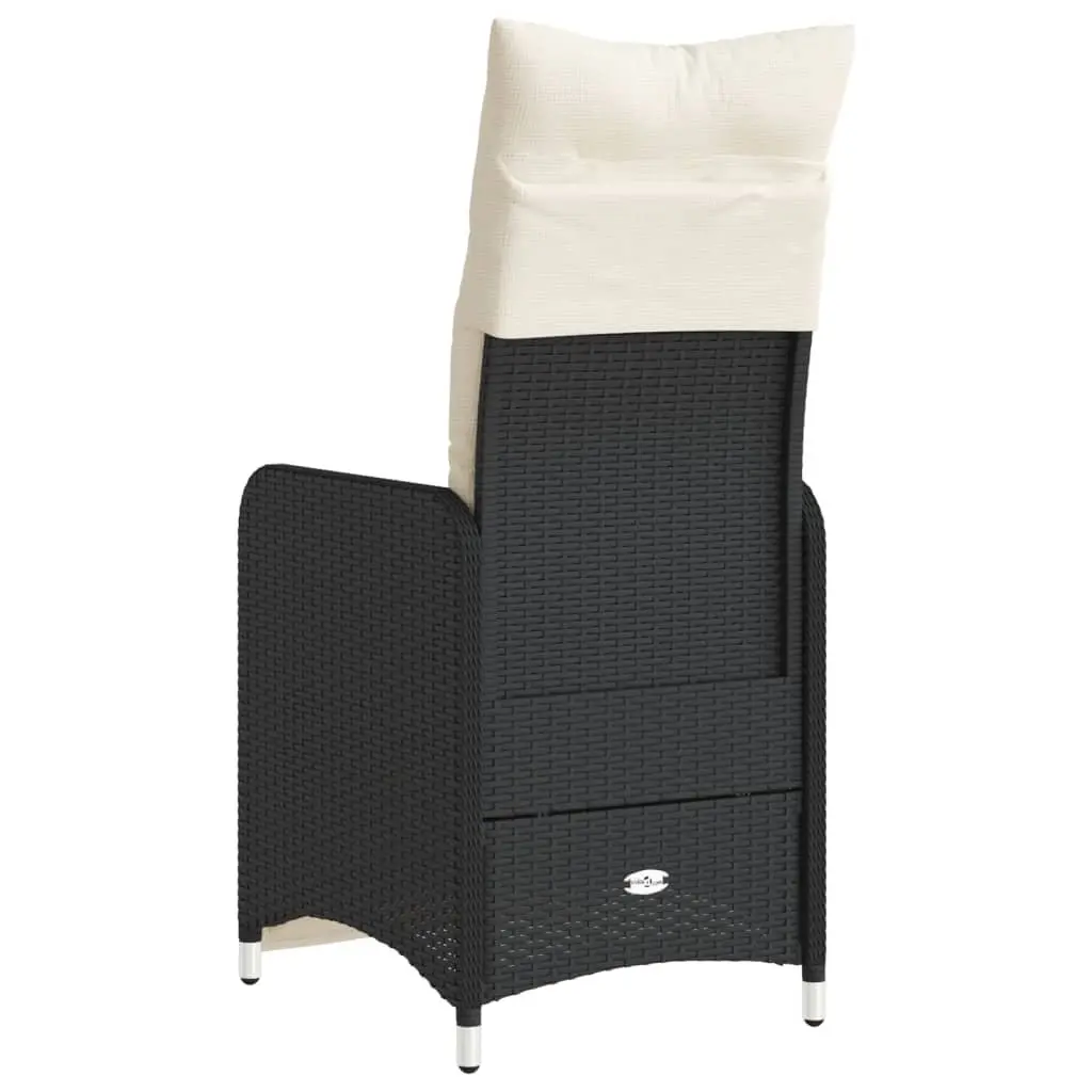 Reclining Outdoor Garden Chair Adjustable Backrest Footrest with Cushions Black