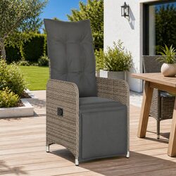 Reclining Garden Chair Grey Outdoor Seating Adjustable Backrest Footrest