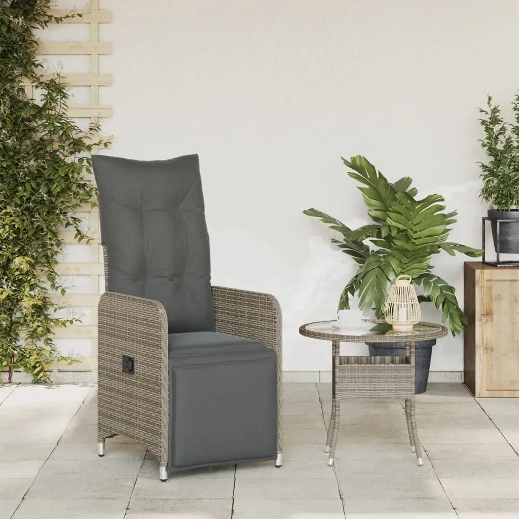 Reclining Garden Chair Adjustable Backrest Footrest Grey
