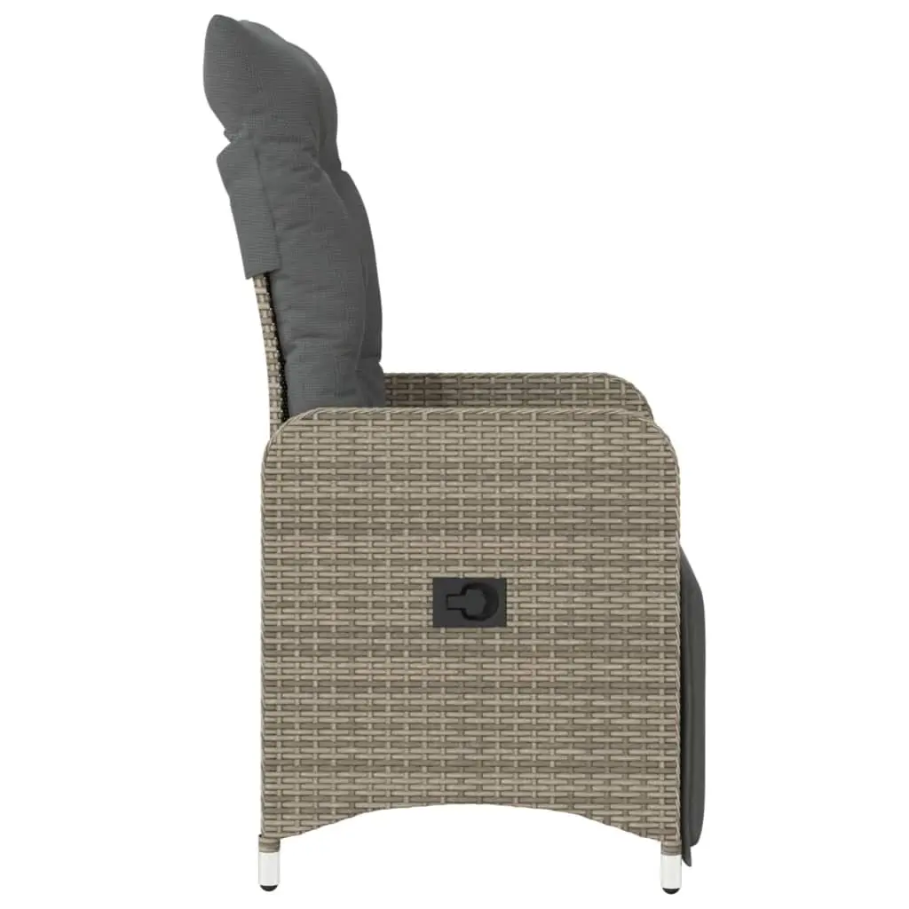 Reclining Garden Chair Adjustable Backrest Footrest Grey
