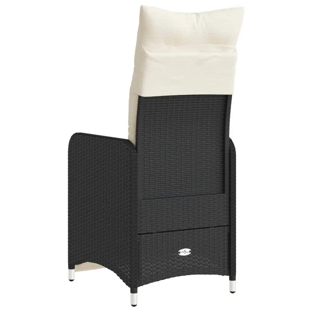 Reclining Garden Chairs Adjustable Backrest and Footrest 2 Piece Set with Cushions Black