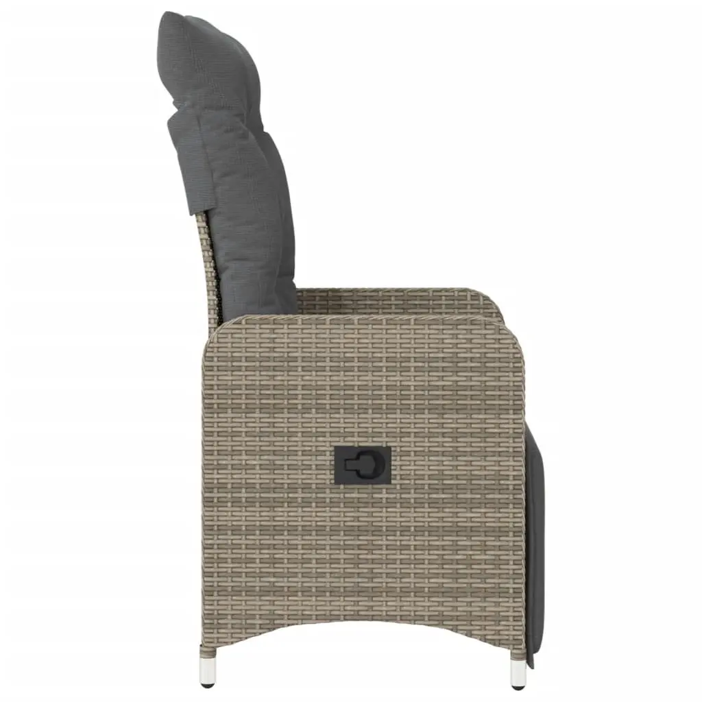 Reclining Garden Chairs 2 pcs Outdoor Seating with Cushions Grey Poly Rattan