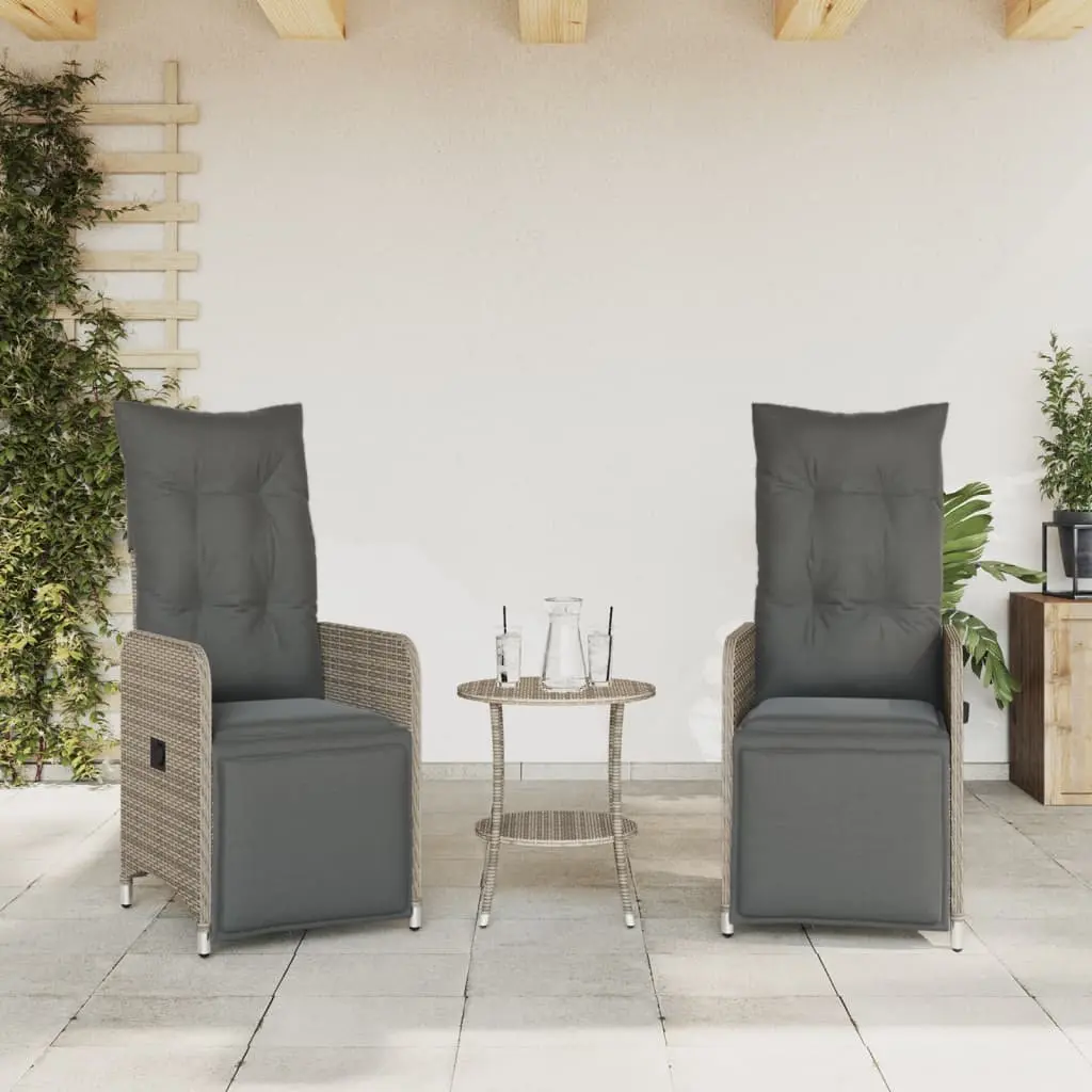 Grey Reclining Garden Chair Set