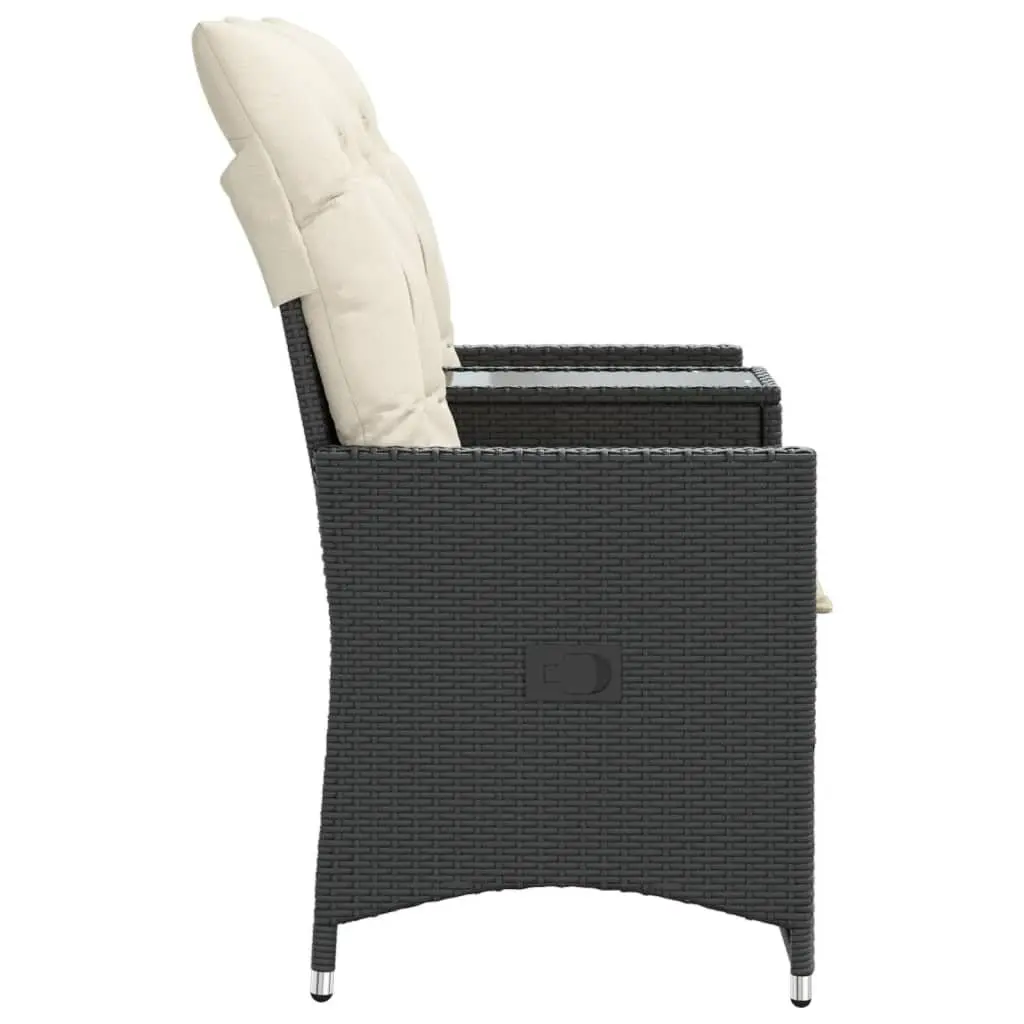 2-Seater Outdoor Reclining Garden Sofa with Integrated Table Black