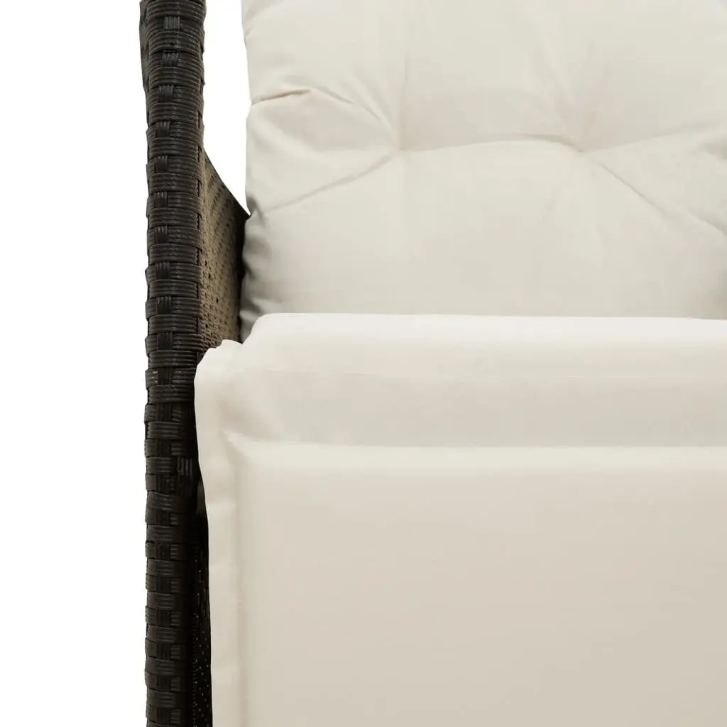 Reclining Garden Sofa 2-Seater with Central Table Black