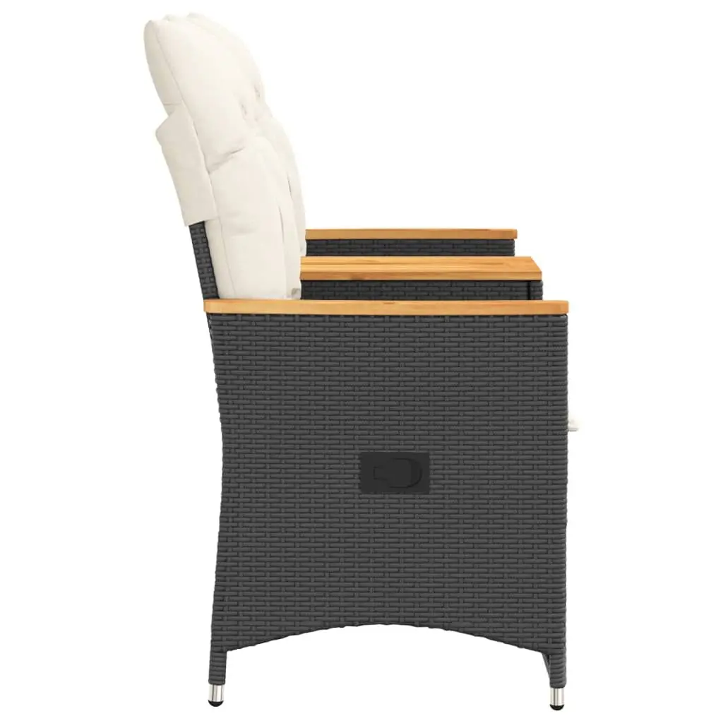 Reclining Garden Sofa 2-Seater with Central Table Black Poly Rattan Outdoor