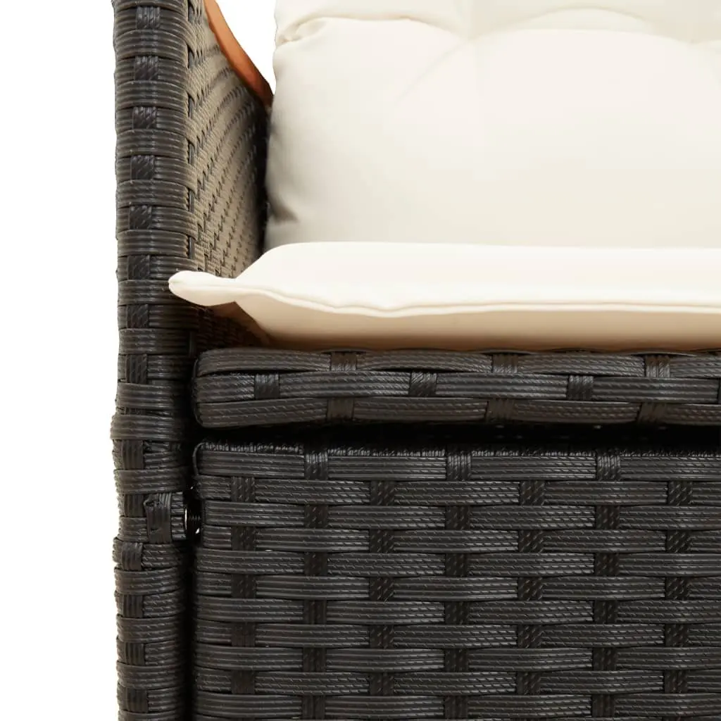 Outdoor Garden Sofa 2-Seater with Adjustable Backrest and Central Table Black Poly Rattan