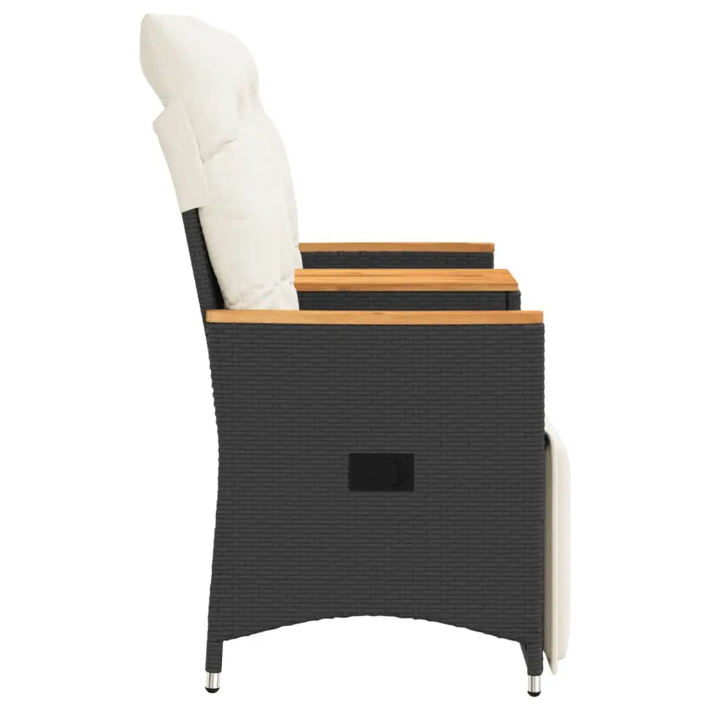 Outdoor Garden Sofa 2-Seater with Adjustable Backrest and Central Table Black Poly Rattan