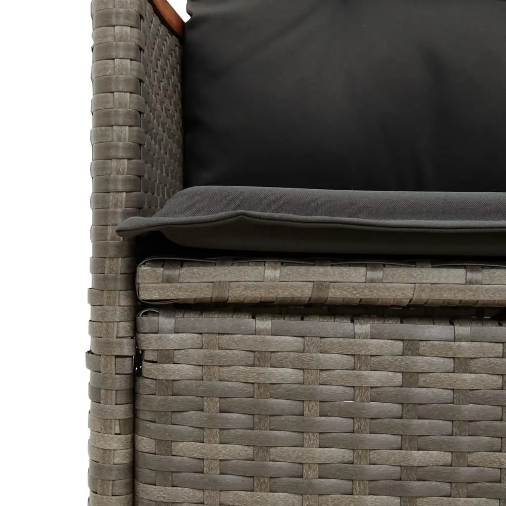 Reclining Garden Sofa Grey Poly Rattan 2-Seater with Central Table