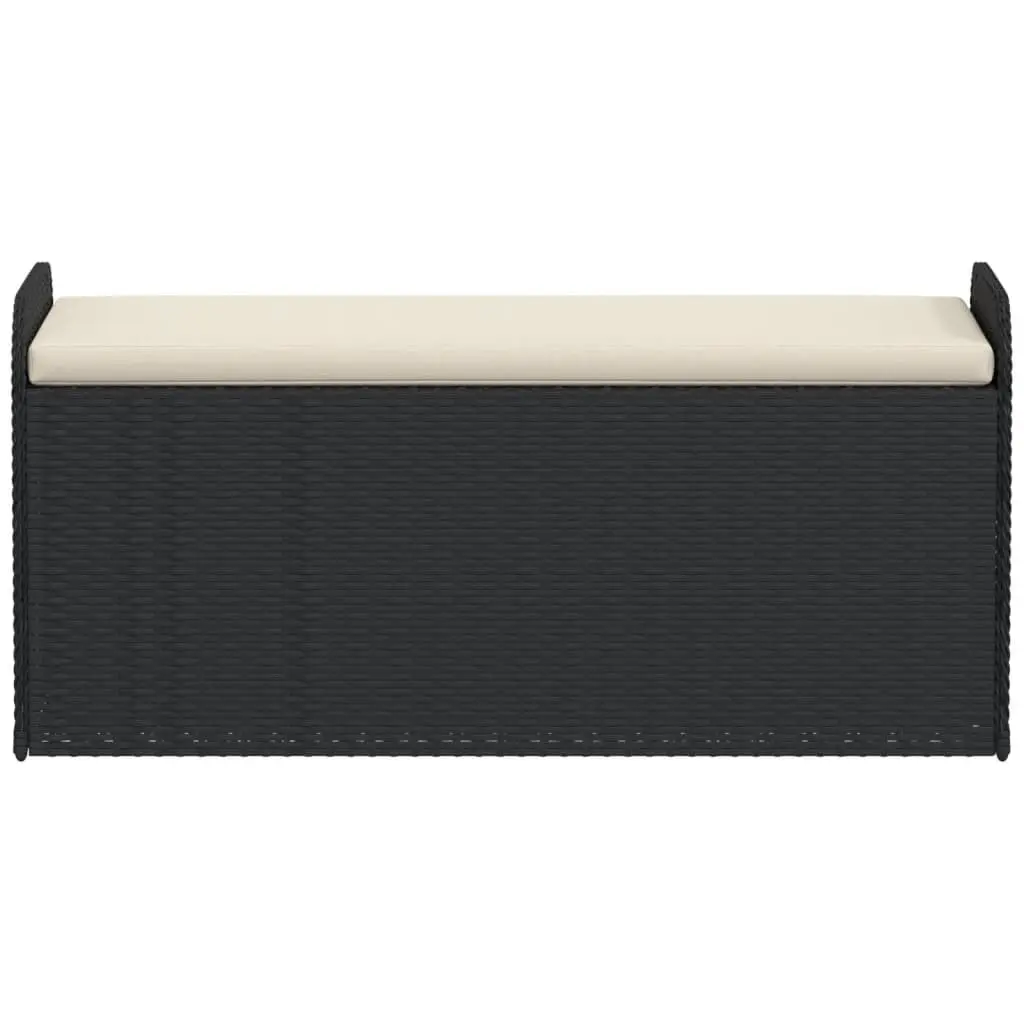 Outdoor Storage Bench with Cushion Black PE Rattan 115 x 51 x 52 cm