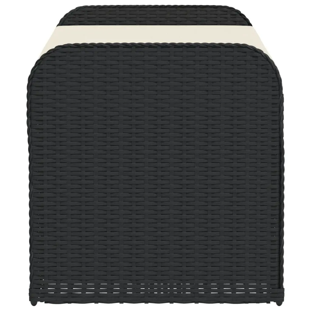 Outdoor Storage Bench with Cushion Black PE Rattan 115 x 51 x 52 cm