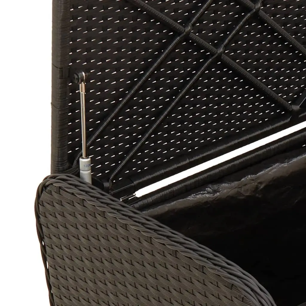 Outdoor Storage Bench with Cushion Black PE Rattan 115 x 51 x 52 cm