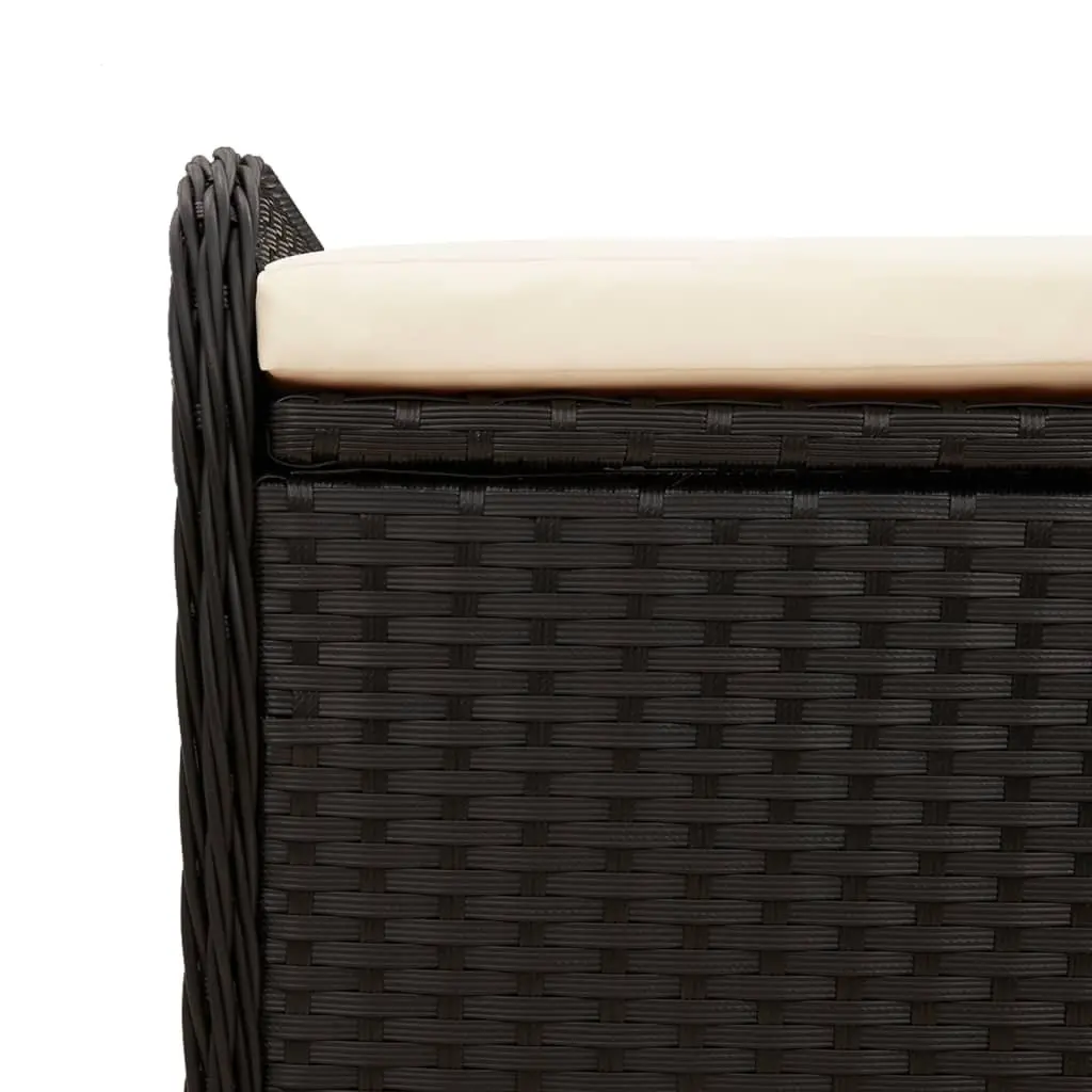 Outdoor Storage Bench with Cushion Black PE Rattan 115 x 51 x 52 cm