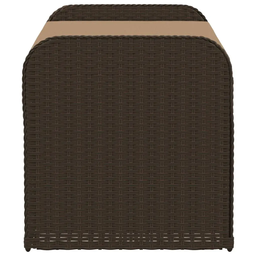 Outdoor Storage Bench with Cushion Brown Poly Rattan 115 x 51 x 52 cm