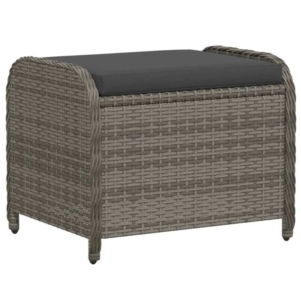 Garden Stool Grey Outdoor Foot Rest Padded Seat 58W x 46D x 46H cm