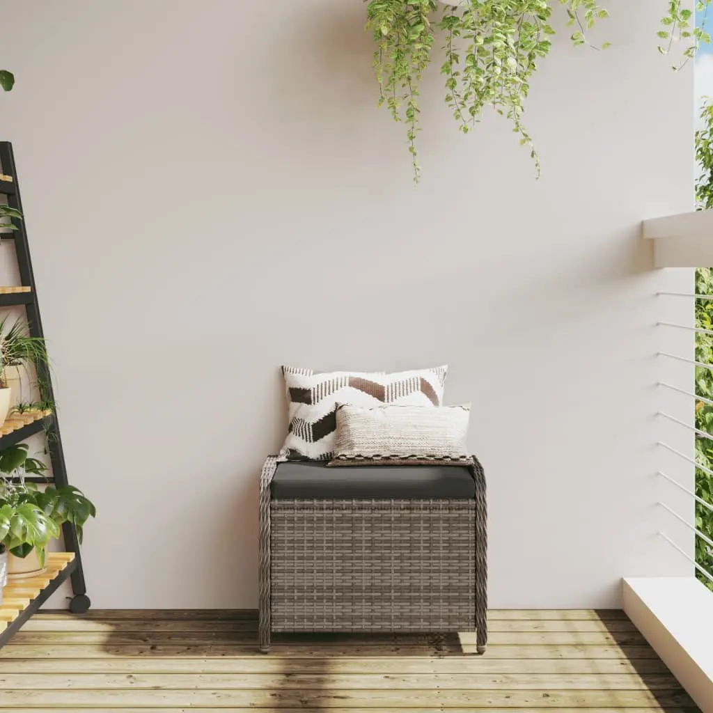 Garden Stool Grey Outdoor Foot Rest Padded Seat 58W x 46D x 46H cm