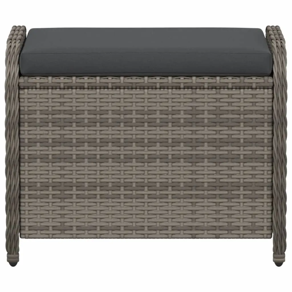 Garden Stool Grey Outdoor Foot Rest Padded Seat 58W x 46D x 46H cm
