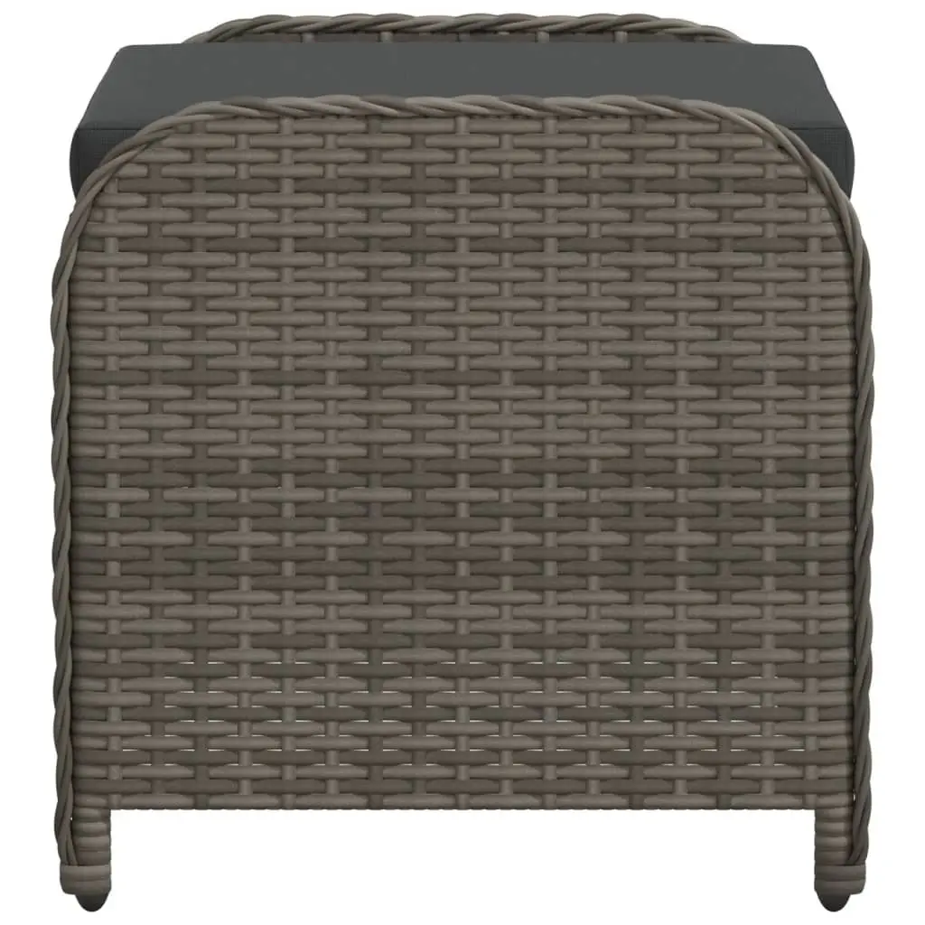 Garden Stool Grey Outdoor Foot Rest Padded Seat 58W x 46D x 46H cm