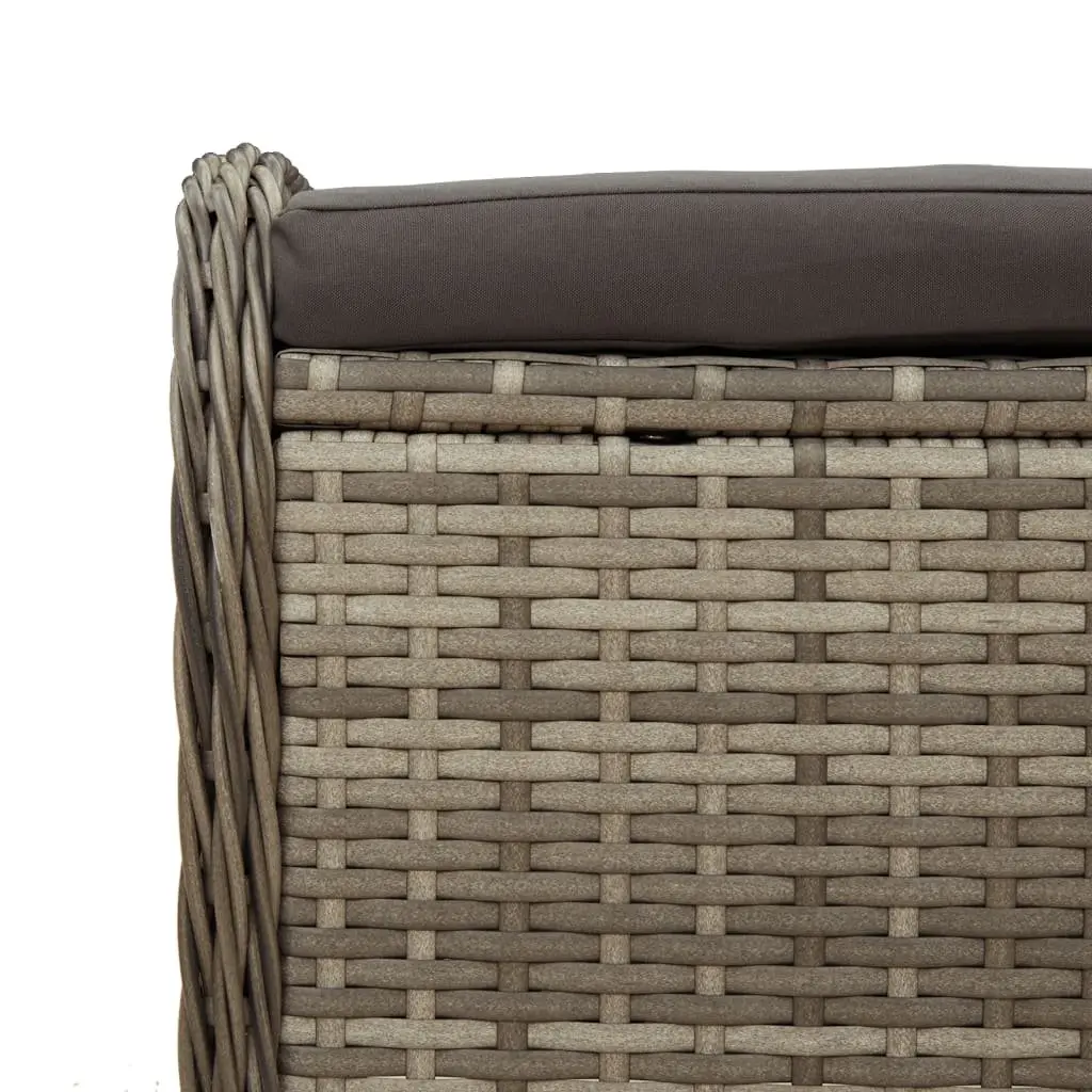 Garden Stool Grey Outdoor Foot Rest Padded Seat 58W x 46D x 46H cm