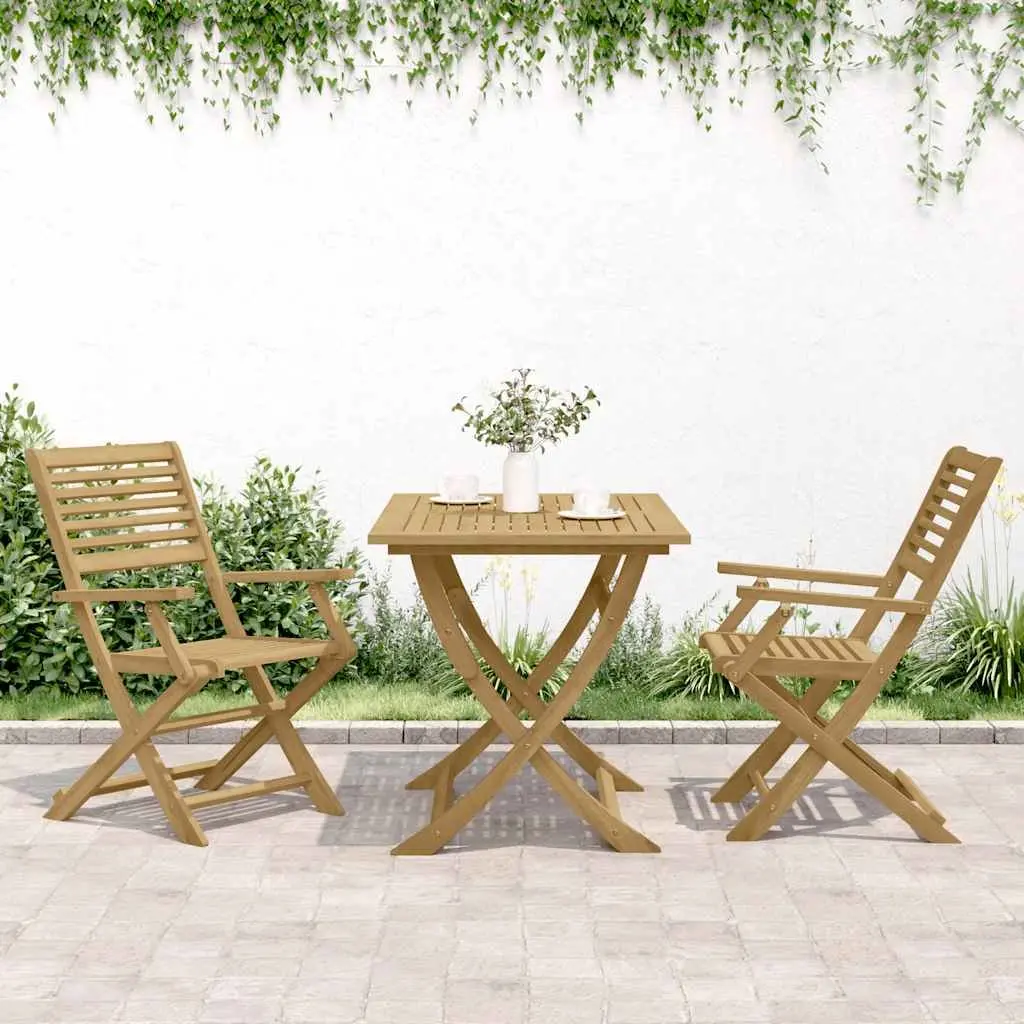 Folding Outdoor Chairs Solid Acacia Wood Garden Patio Seating Set of 2