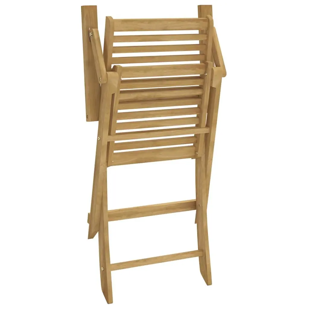 Folding Outdoor Chairs Solid Acacia Wood Garden Patio Seating Set of 2