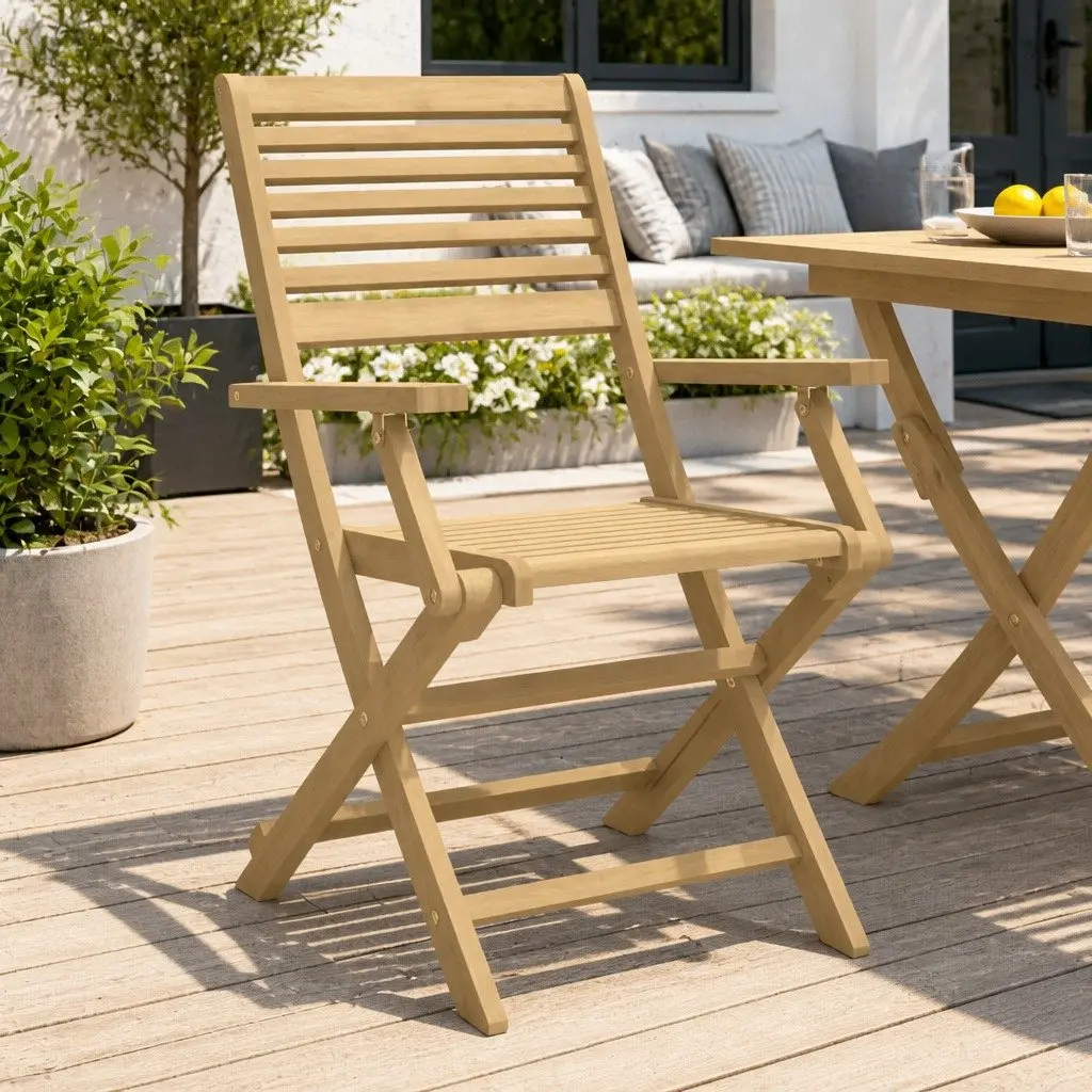 Folding Outdoor Chairs Set Solid Acacia Wood Brown 4 Piece
