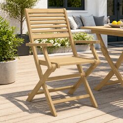 Folding Outdoor Chairs Set 4 pcs Garden Patio Seating Acacia Wood Brown