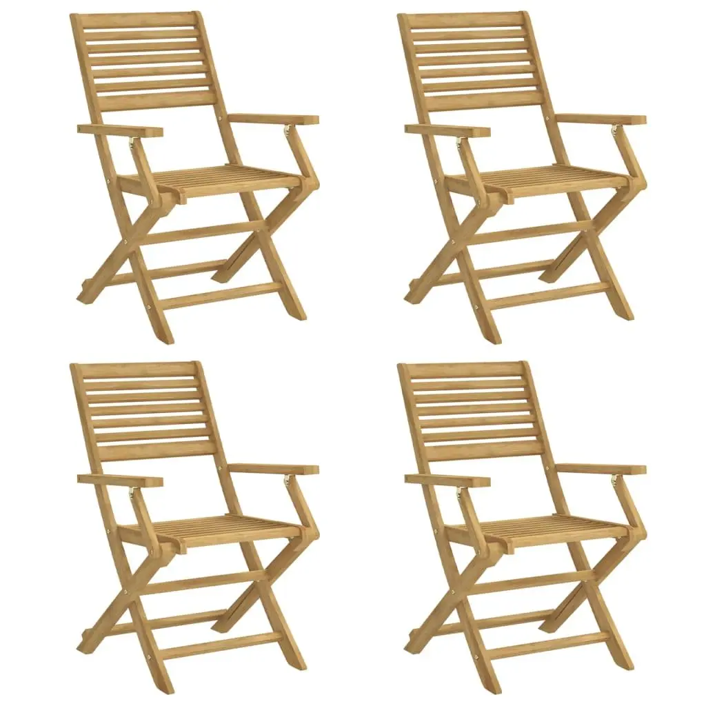 Folding Outdoor Chairs Set Solid Acacia Wood Brown 4 Piece
