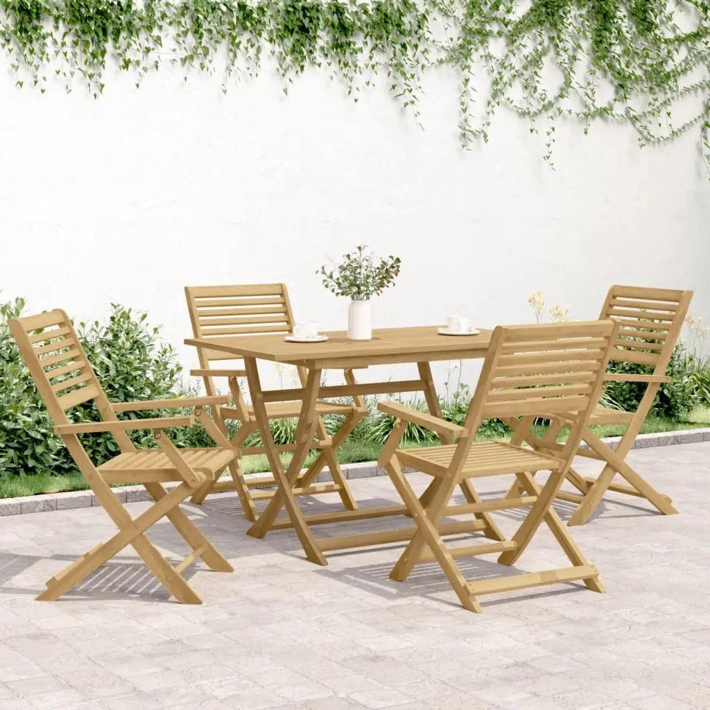 Folding Outdoor Chairs Set Solid Acacia Wood Brown 4 Piece