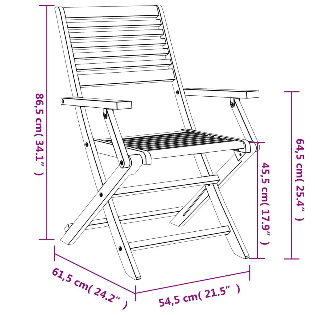 Folding Outdoor Chairs Set Solid Acacia Wood Brown 4 Piece