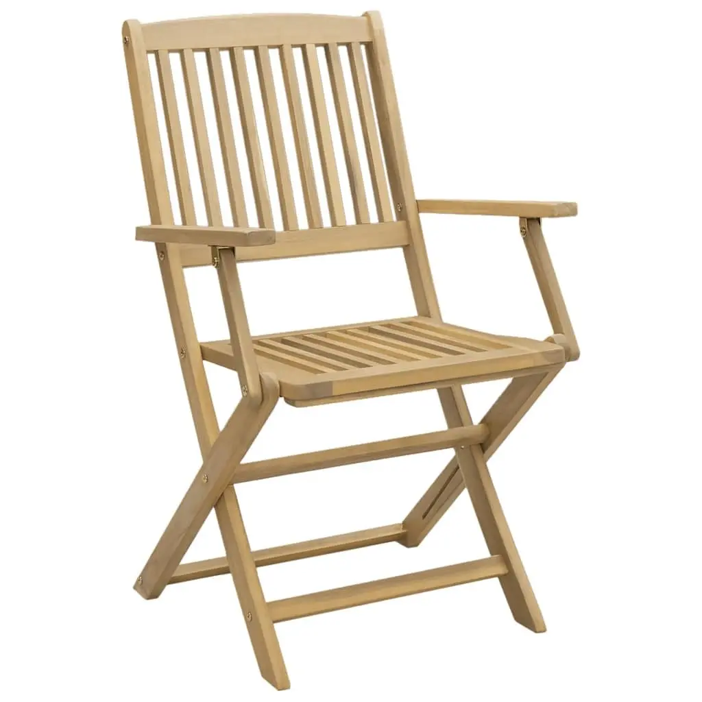 Folding Garden Chairs 2 Pcs Solid Wood Outdoor Seating Backrest Armrests Brown