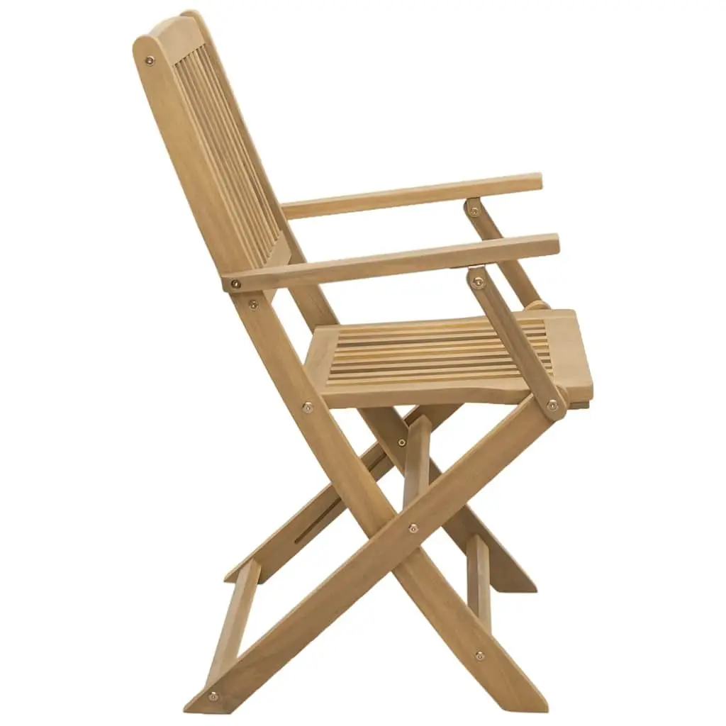 Folding Garden Chairs 2 Pcs Solid Wood Outdoor Seating Backrest Armrests Brown