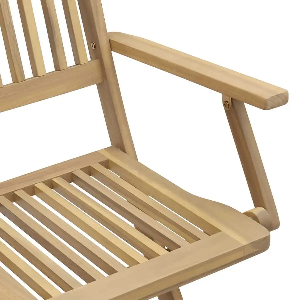 Folding Garden Chairs 2 Pcs Solid Wood Outdoor Seating Backrest Armrests Brown