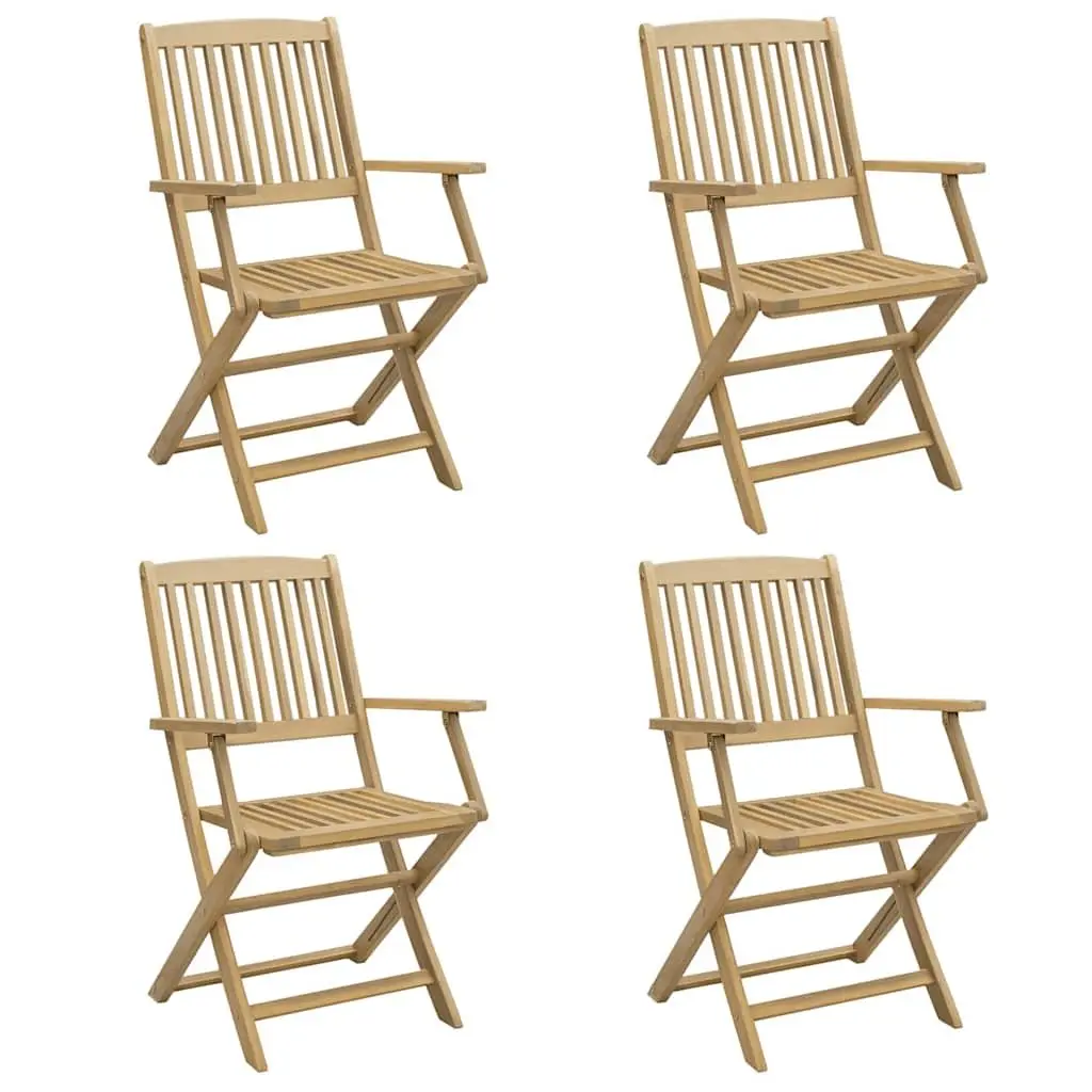 Folding Outdoor Chairs Solid Acacia Wood Brown 4 Piece Garden Patio Seating