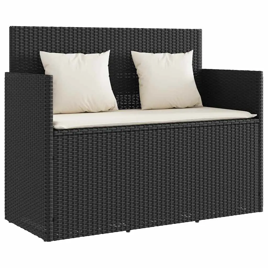Outdoor Garden Bench with Storage Cushion Seat Black