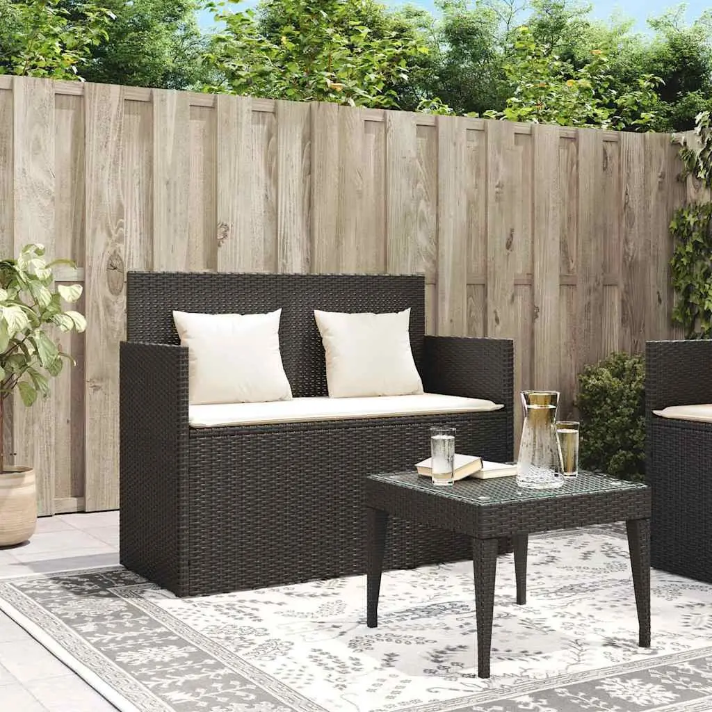 Outdoor Garden Bench with Storage Cushion Seat Black