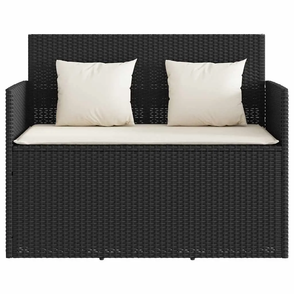 Outdoor Garden Bench with Storage Cushion Seat Black