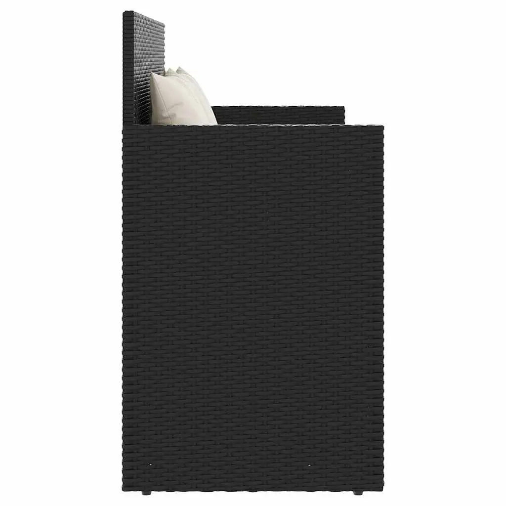 Outdoor Garden Bench with Storage Cushion Seat Black