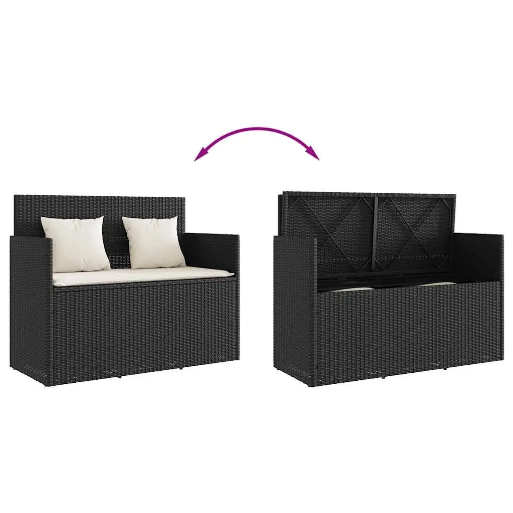 Outdoor Garden Bench with Storage Cushion Seat Black