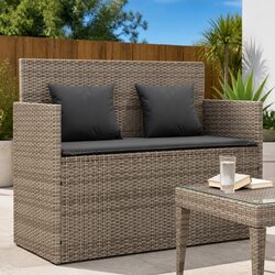Your New Garden Bench: Storage Cushion in Grey Rattan