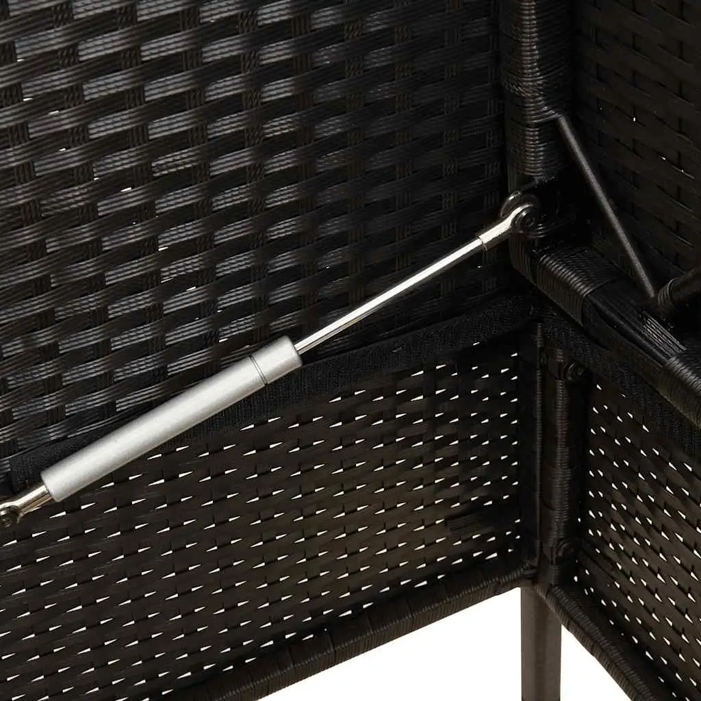 Garden Bench with Storage Black Poly Rattan Outdoor Seating Furniture