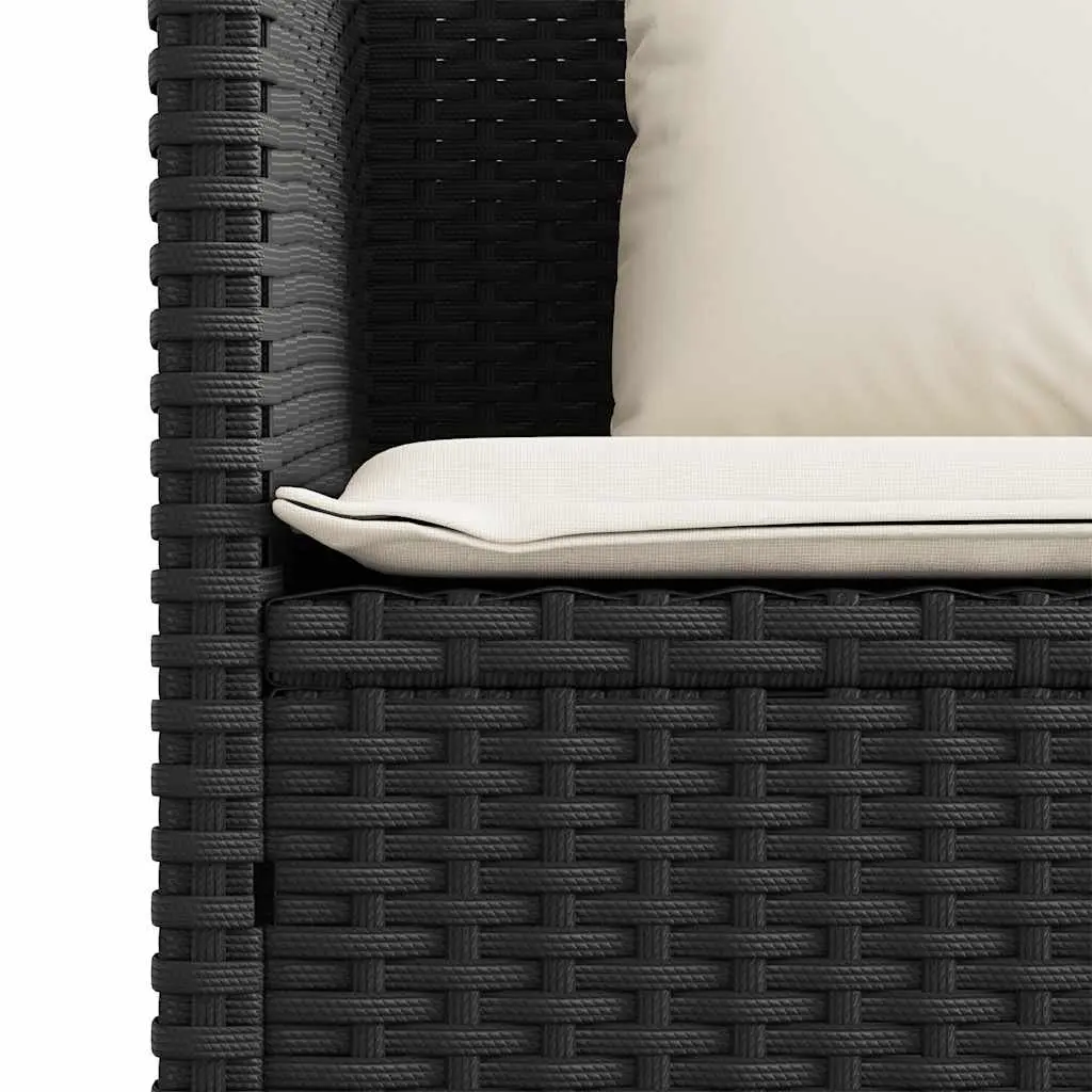 Garden Bench with Storage Black Poly Rattan Outdoor Seating Furniture