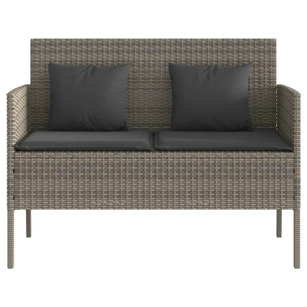 Garden Bench with Storage Cushion Outdoor Seating Poly Rattan Grey Furniture