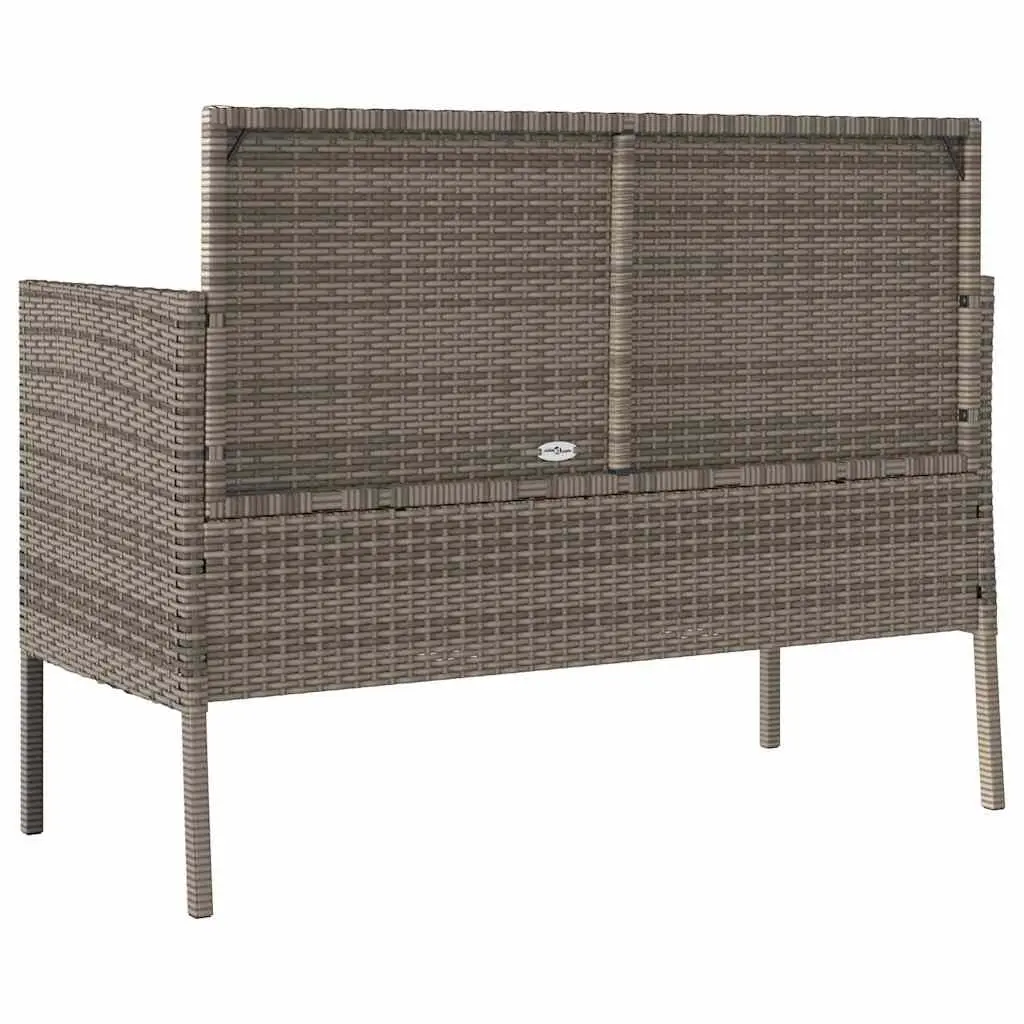 Garden Bench with Storage Cushion Outdoor Seating Poly Rattan Grey Furniture